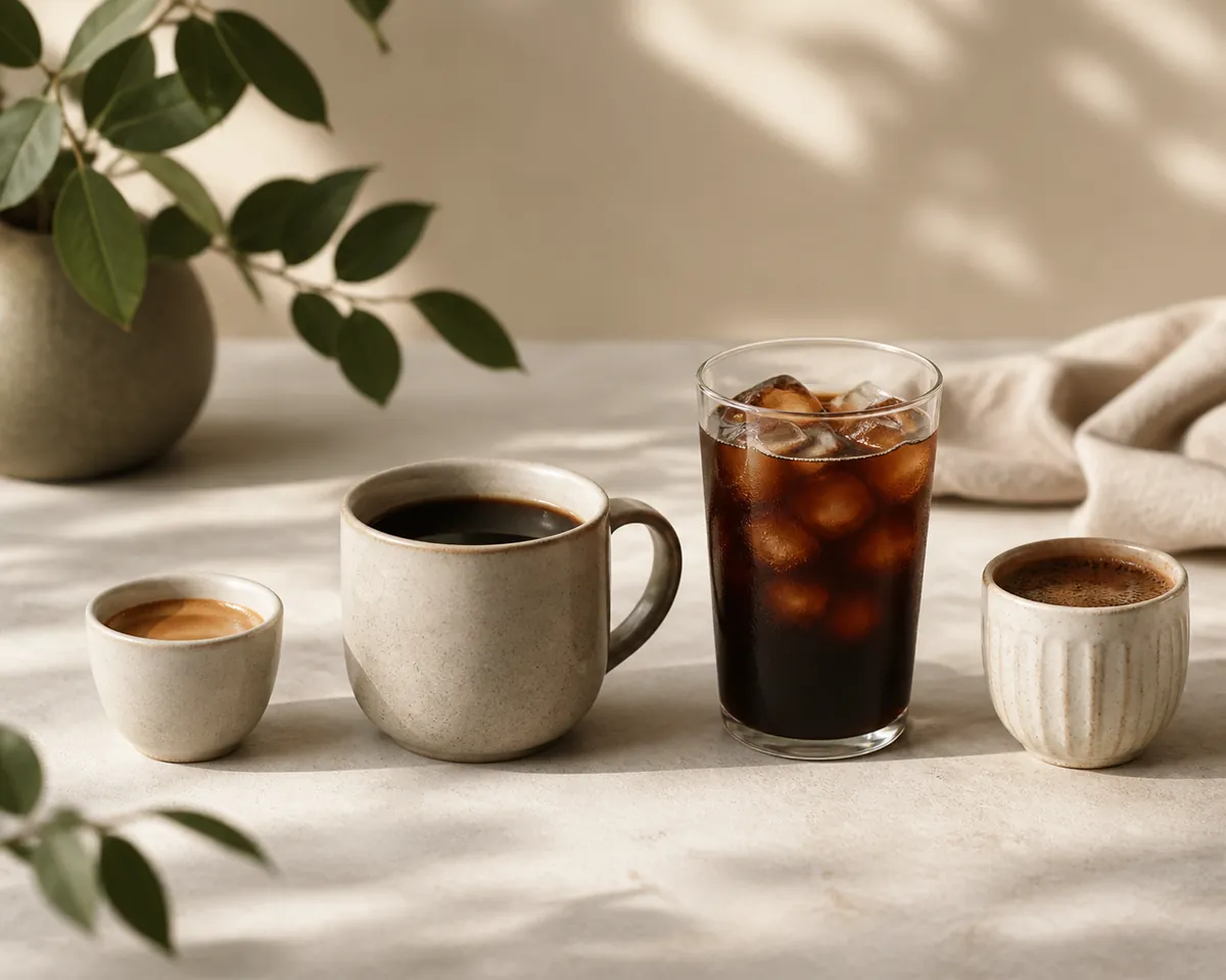 Several coffee brewing methods side by side