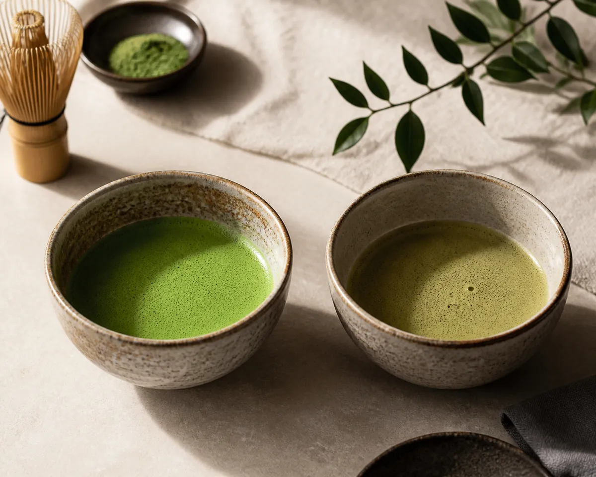 A whisked bowl of matcha with a fine foam